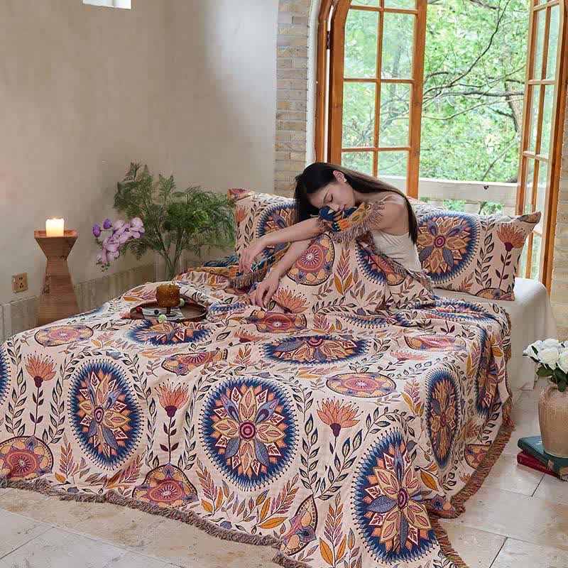 Ownkoti Floral Medallion Cotton Tassel Quilt - image 2