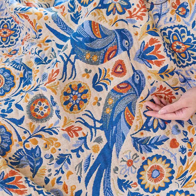 Ownkoti Vintage Bird Cotton Gauze Tassel Blanket - image 11