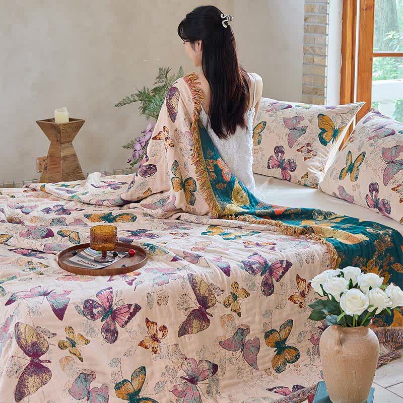 Ownkoti Elegant Butterfly Tassel Cotton Blanket - image 15
