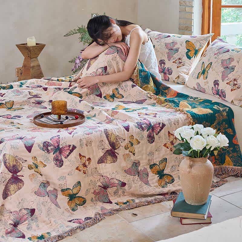 Ownkoti Elegant Butterfly Tassel Cotton Blanket - image 14