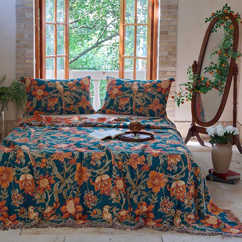 Luxurious Floral Cotton Tassel Quilt - image 2