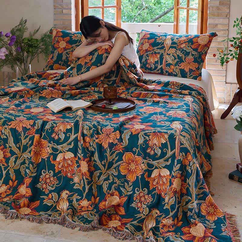Ownkoti Luxurious Floral Cotton Tassel Blanket - image 4