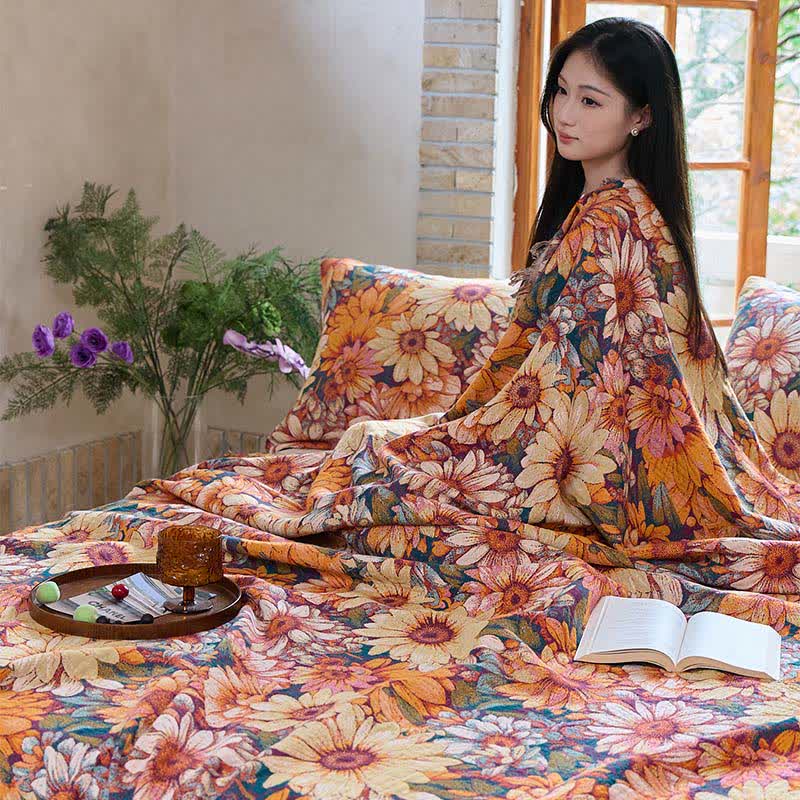 Ownkoti Blooming Sunflower Cotton Tassel Quilt - image 5