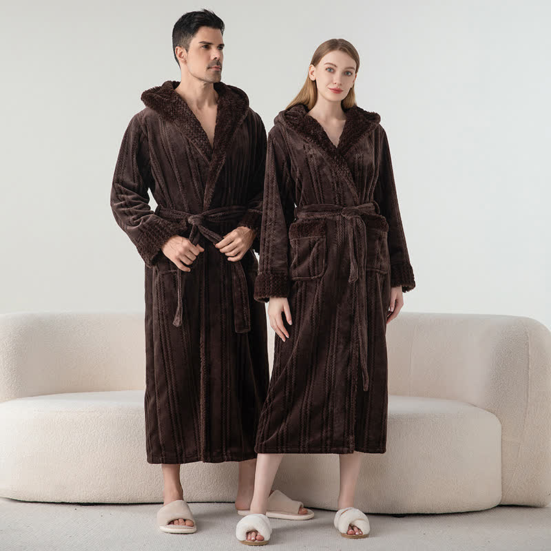 Fleece Hooded Winter Long Bathrobe - image 10