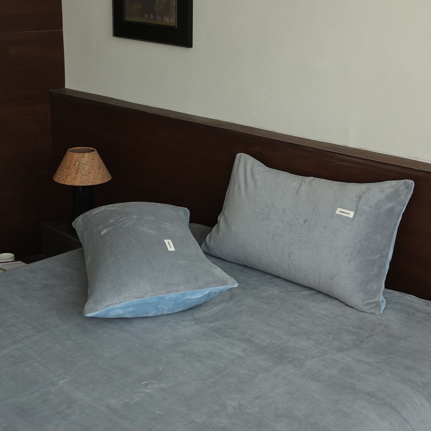 Ownkoti Solid Color Warm Fluffy Coverlet - Blue Grey - 2PCS Pillowcases - 19" x 29" - image 9
