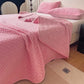 Ownkoti Solid Color Grid Quilted Coverlet - Pink - Coverlet with 2PCS Pillowcases - King - image 10