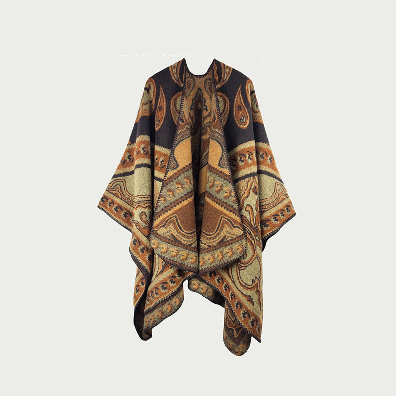 Vintage Double-Sided Shawl Cape - B - 59" x 47" - image 1