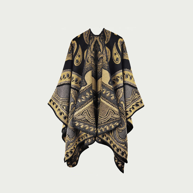 Vintage Double-Sided Shawl Cape - D - 59" x 47" - image 3