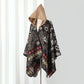 Vintage Paisley Hooded Cape Shawl - Black&Camel - 53" x 59" - image 2