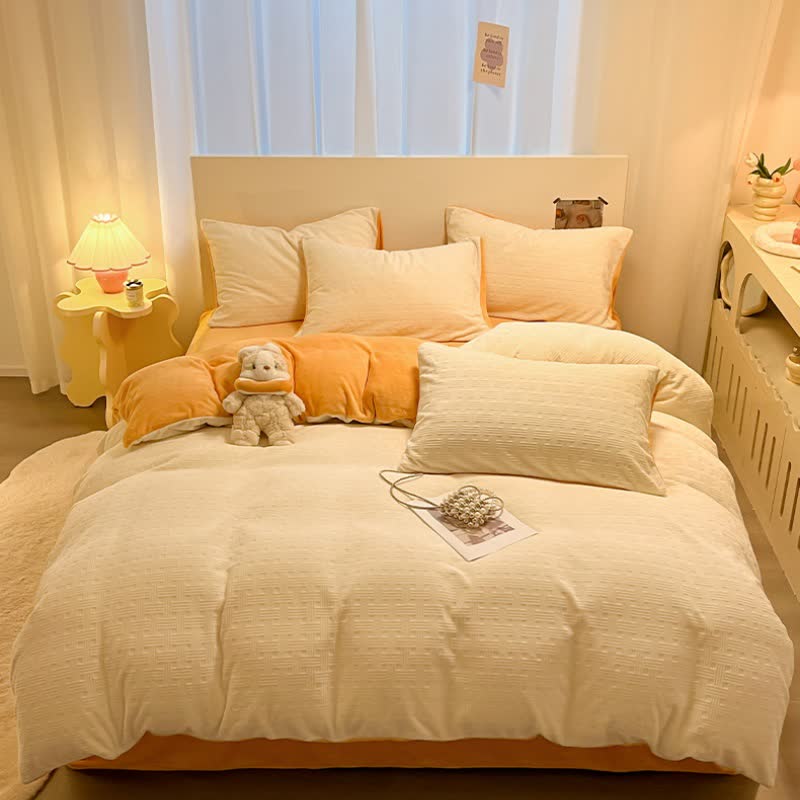 Ownkoti Plaid Textured Plush Bedding Set(4PCS) - image 1