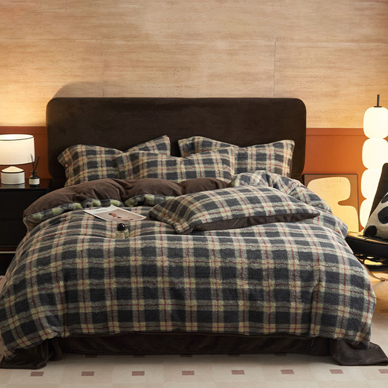 Classic Plaid Cozy Thick Bedding Set (4PCS)  - Blue - Bedding Set(4PCS) - King - image 0