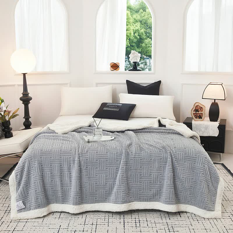 Ownkoti Plaid Jacquard Plush Throw Blanket - image 3