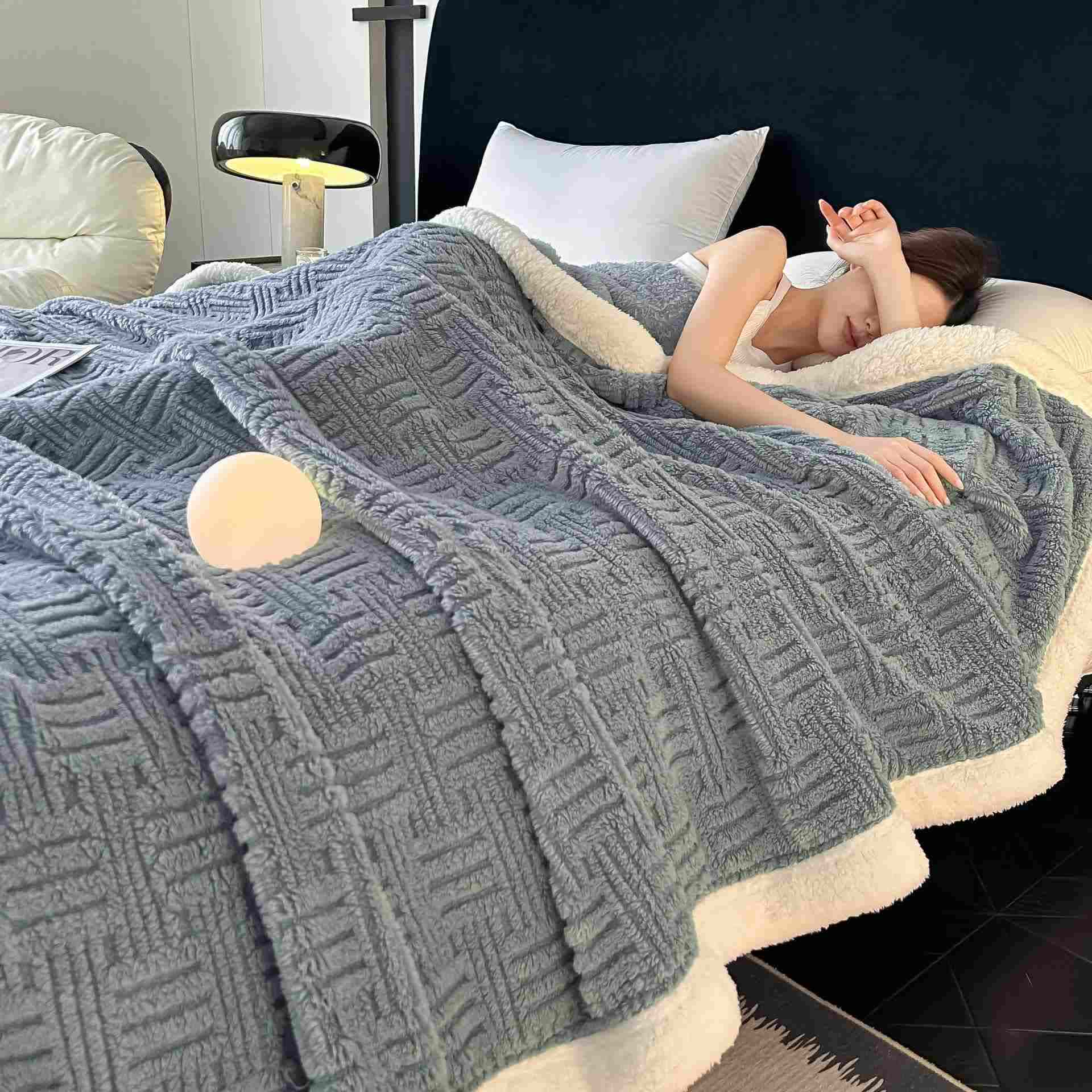 Ownkoti Plaid Jacquard Plush Throw Blanket - image 2