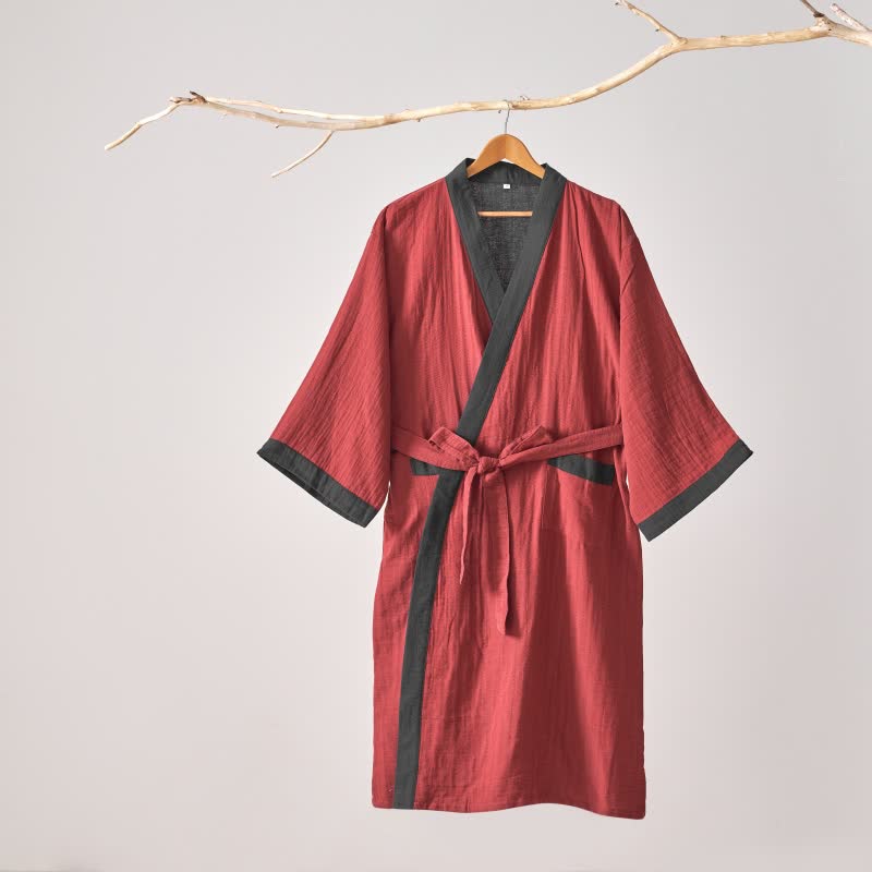 Ownkoti Minimalist Solid Cotton Gauze Kimono Robe - image 9