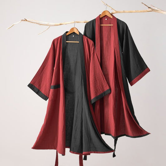 Ownkoti Minimalist Solid Cotton Gauze Kimono Robe - image 1