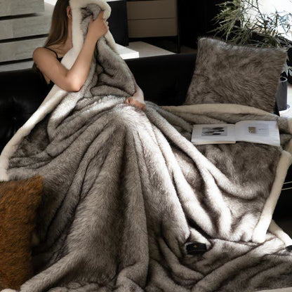 Ownkoti Luxury Faux Fur Throw Blanket - Grey - Queen - image 0