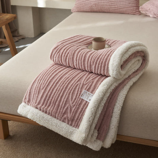 Ownkoti Tree Pattern Jacquard Sherpa Blanket - Pink - Queen - image 0