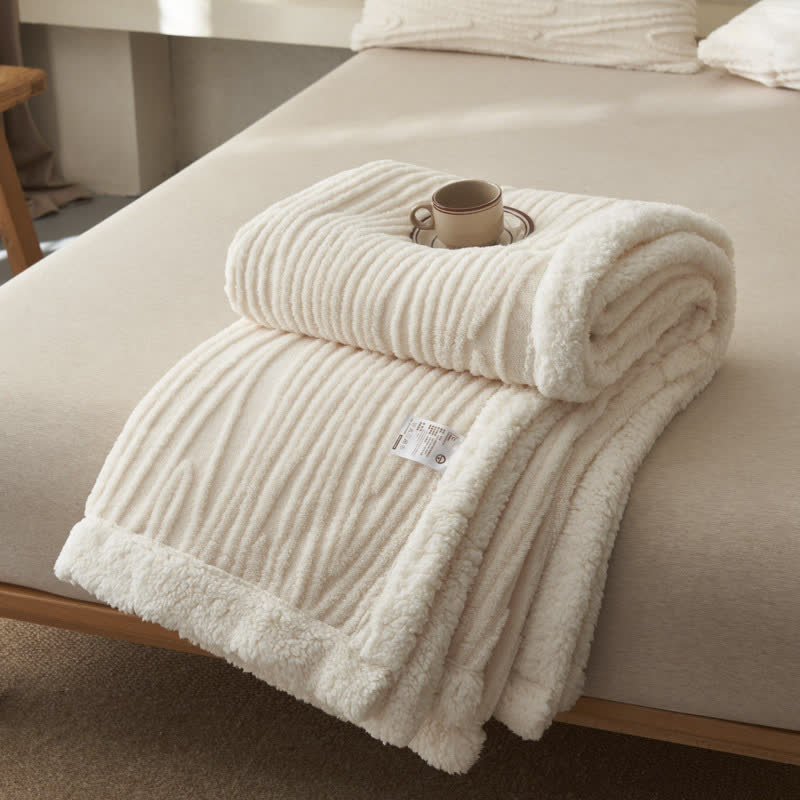 Ownkoti Tree Pattern Jacquard Sherpa Blanket - White - Queen - image 14