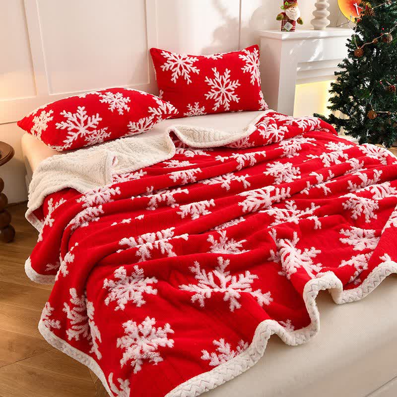 Ownkoti Snowflake Sherpa Reversible Throw Blanket - image 1