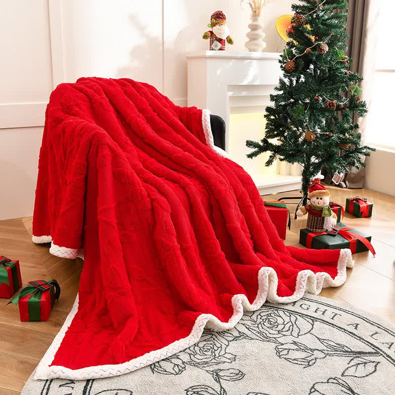 Ownkoti Leaf Textured Reversible Throw Blanket - Red - Queen - image 3
