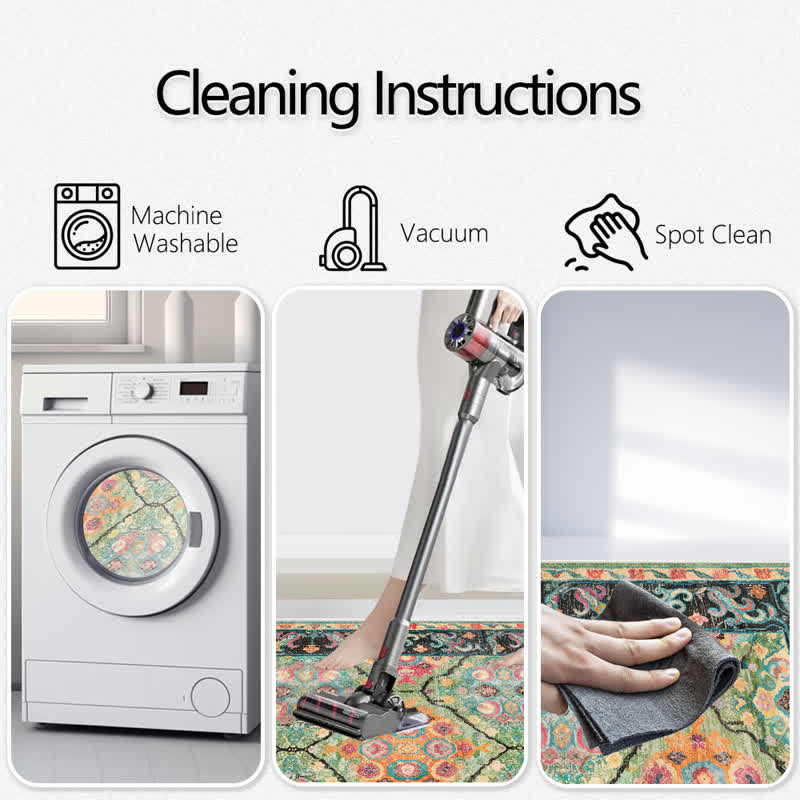 Ownkoti Vibrant Vintage Bohemian Green Area Rug - image 5