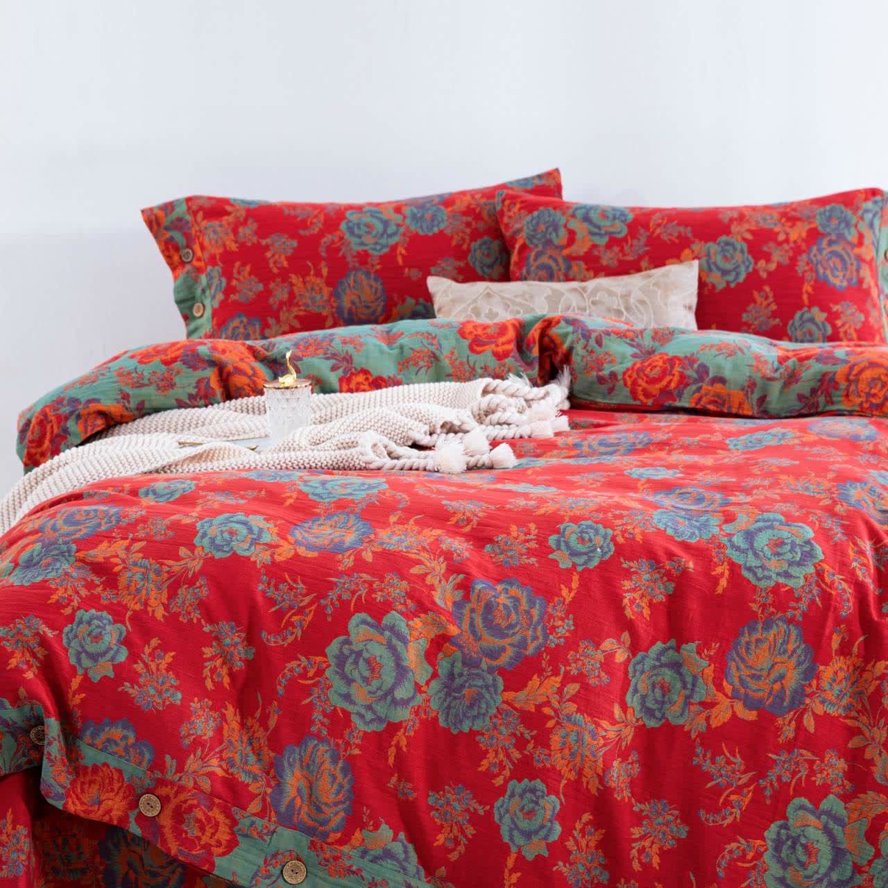 Ownkoti Peony Pure Cotton Gauze Bedding(4PCS) - image 1