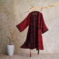 Ginkgo Biloba Cotton Gauze Kimono Robe - Red & Black - 2XL - image 34