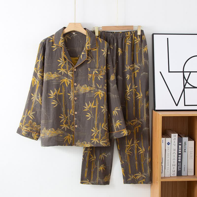 Ownkoti Matching Cotton Gauze Bamboo Couple Loungewear - Men: Grey - XXL - image 13