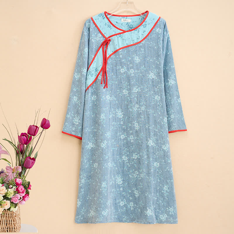 Ownkoti Plus Size Elegant Floral Cotton Gauze Nightdress - 5XL - image 0