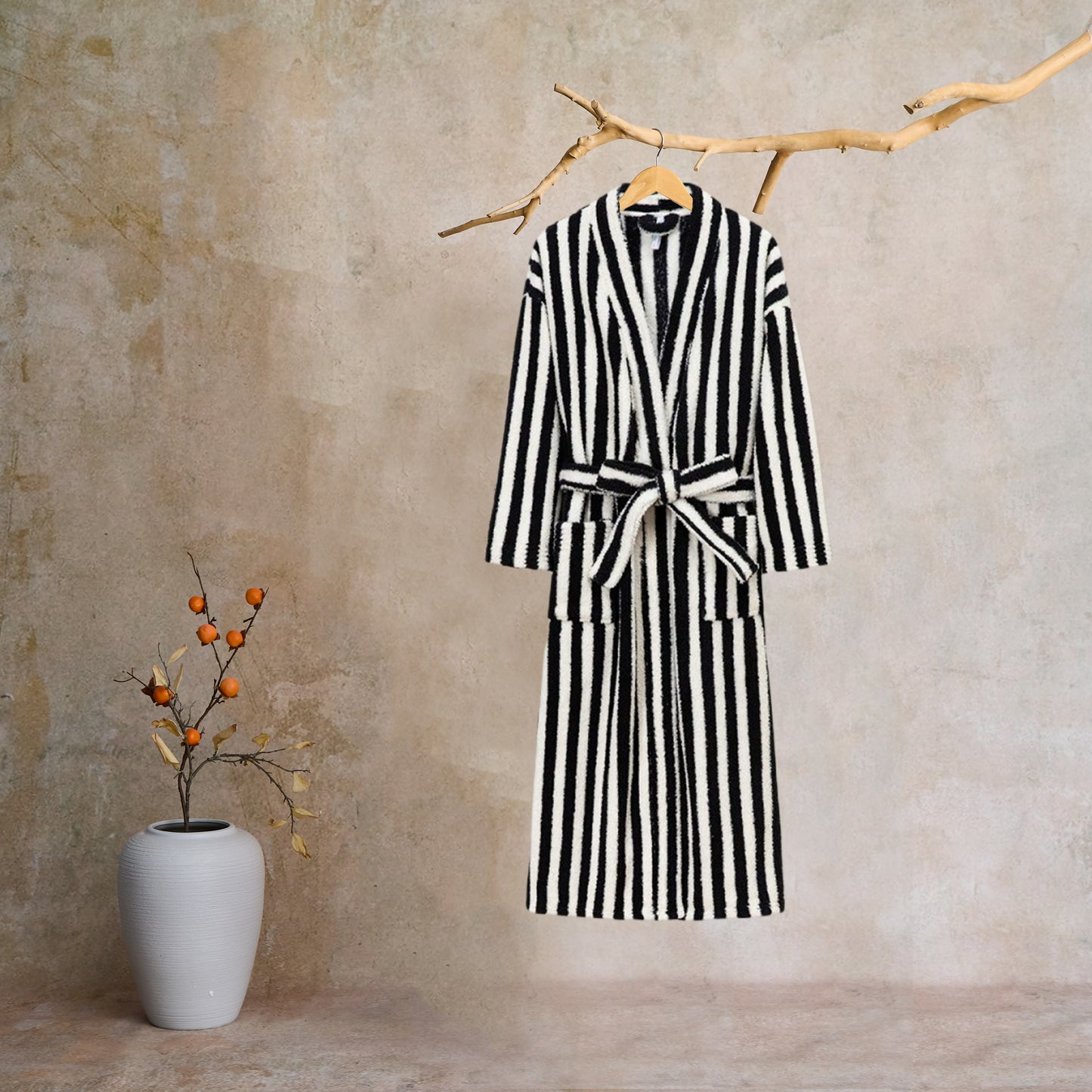Winter Fleece Modern Stripe Long Bathrobe - image 10