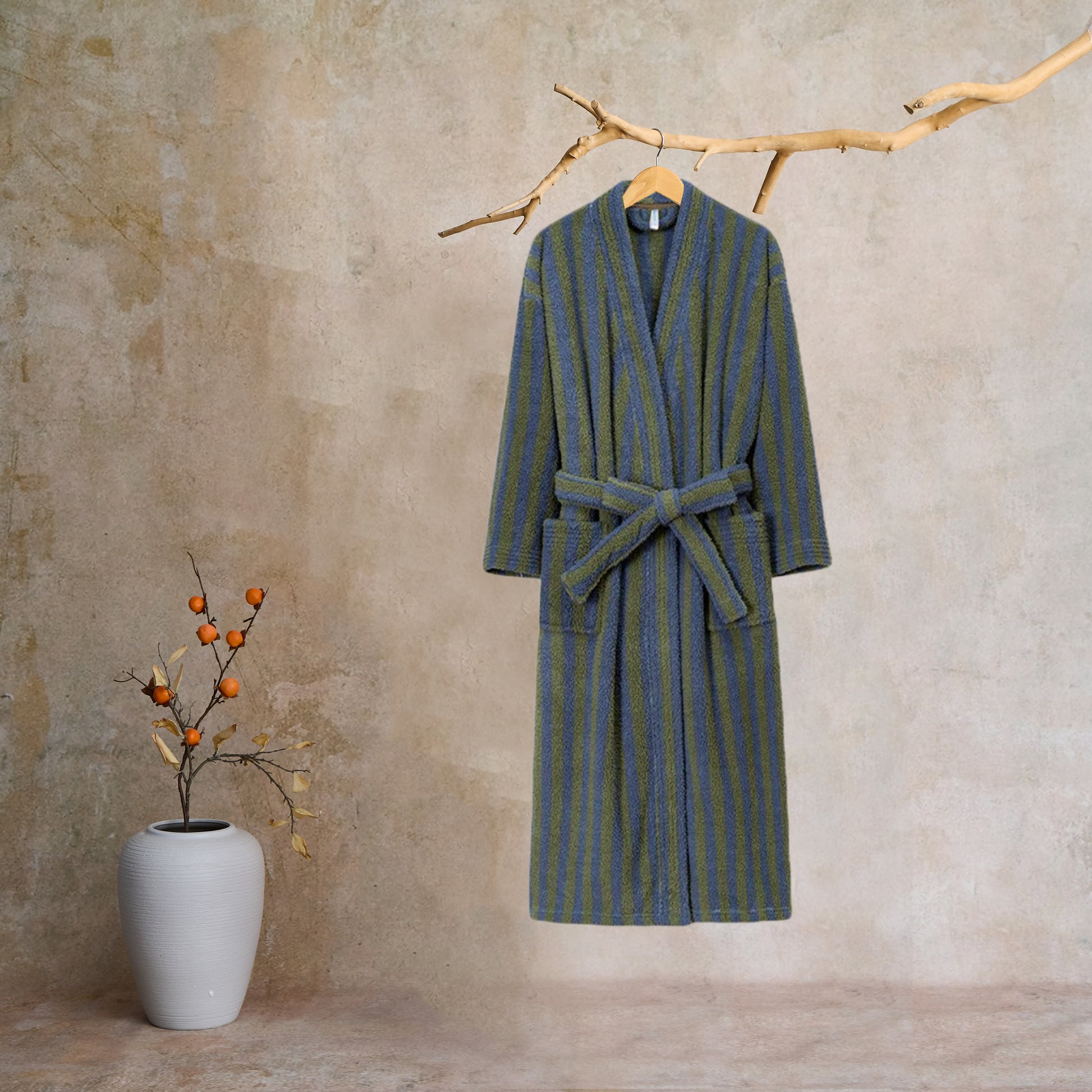 Winter Fleece Modern Stripe Long Bathrobe - image 11