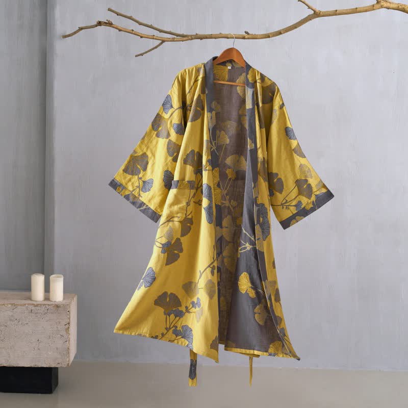 Ownkoti Cotton Gauze Ginkgo Kimono Robe - image 8