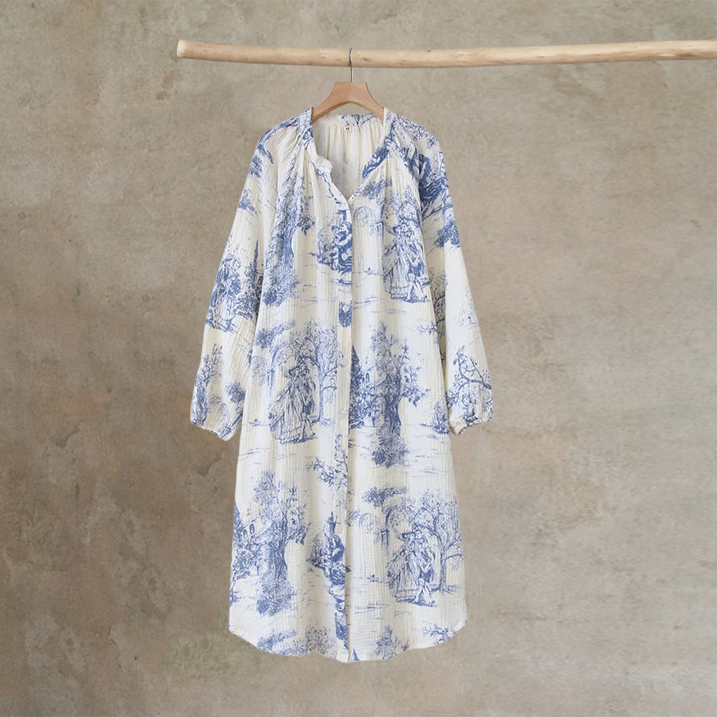 Toile Print Cotton Gauze Nightdress - image 9