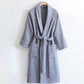 Ownkoti Unisex Cotton Solid Color Robe - Gray - L - image 16