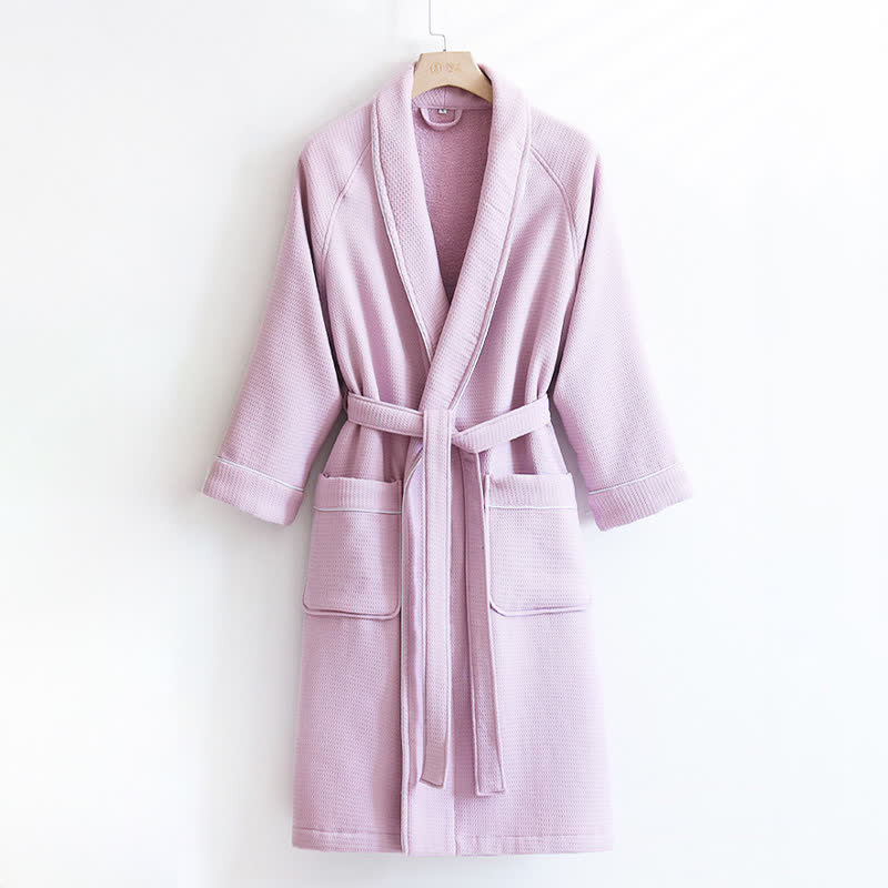 Ownkoti Unisex Cotton Solid Color Robe - image 10