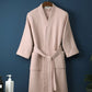 Ownkoti Simple Solid Color Cotton V-neck Bathrobe - Pink - XL - image 8