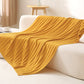 Ownkoti Solid Striped Textured Knitted Blanket - Yellow - 51" x 79" - image 10