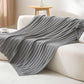 Ownkoti Solid Striped Textured Knitted Blanket - Light Gray - 51" x 79" - image 15