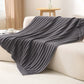 Ownkoti Solid Striped Textured Knitted Blanket - Dark Grey - 51" x 79" - image 8
