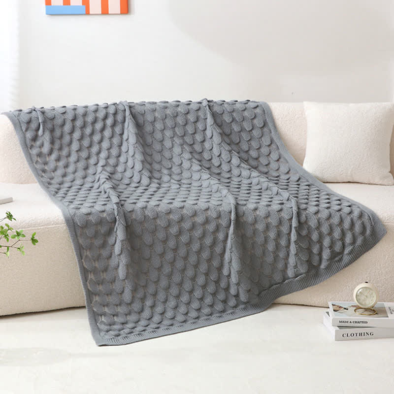 Ownkoti Solid Textured Knit Throw Blanket - Light Gray - 51"W x 79"L - image 13