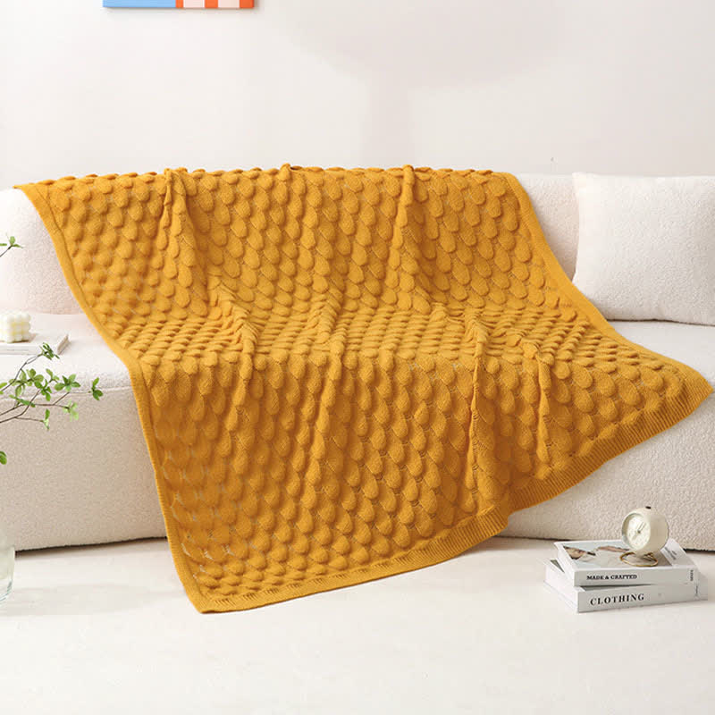 Ownkoti Solid Textured Knit Throw Blanket - Yellow - 51"W x 79"L - image 5