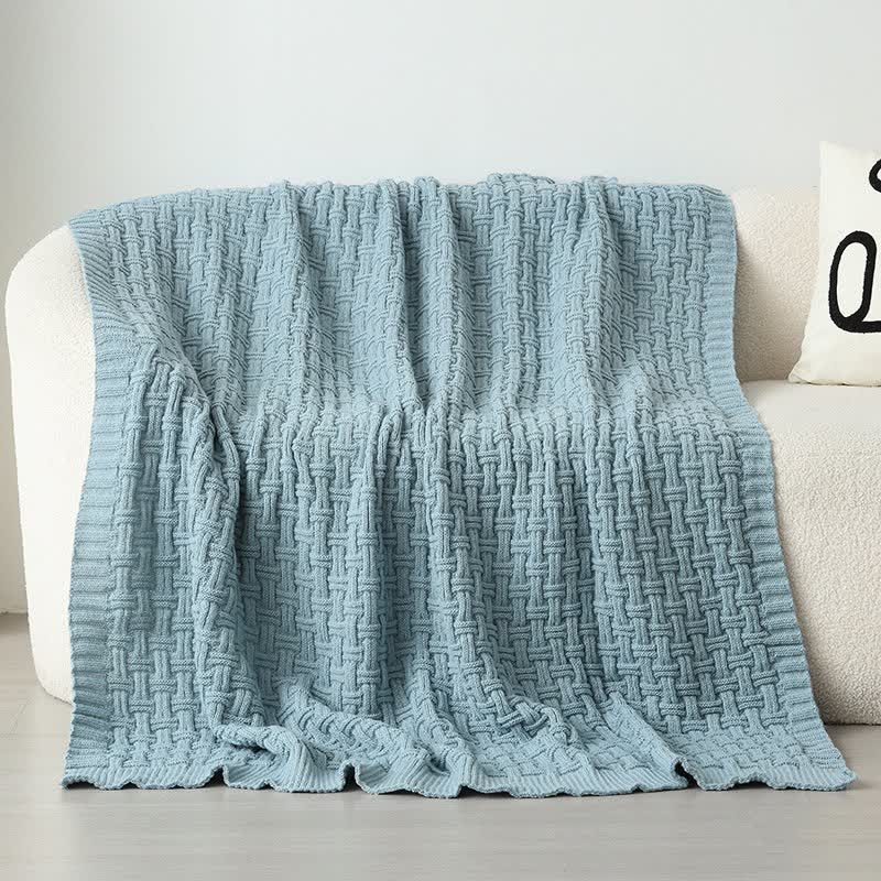 Ownkoti Solid Knot Textured Knit Throw Blanket - Sky Blue - 59"W x 79"L - image 6