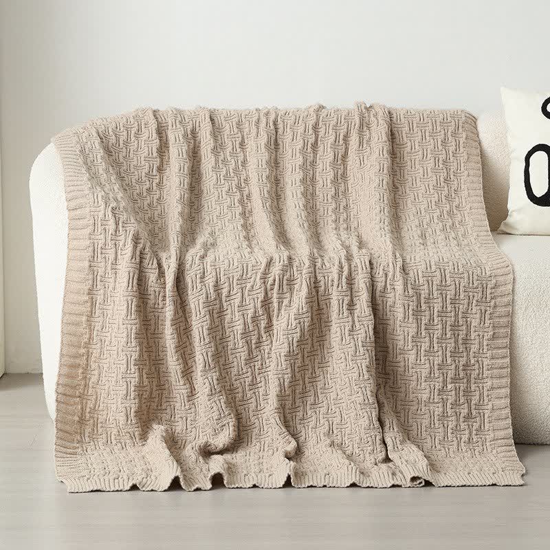 Ownkoti Solid Knot Textured Knit Throw Blanket - Khaki - 59"W x 79"L - image 8