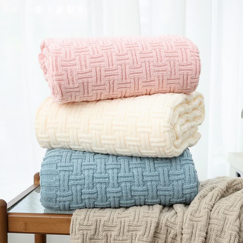 Ownkoti Solid Knot Textured Knit Throw Blanket - image 0