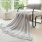 Ownkoti Solid Geometric Cable Knit Throw Blanket - Light Gray - 51"W x 90"L - image 5