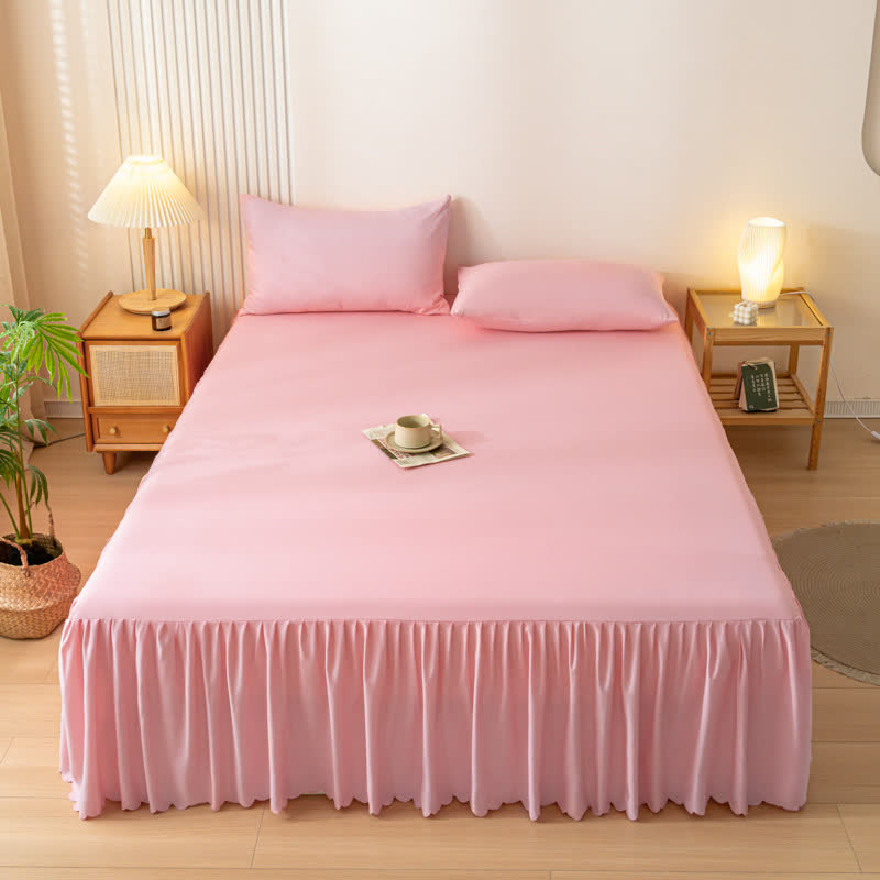 Ownkoti Solid Color Bed Skirt Sheet - Light Pink - 2PCS Pillowcases - 19" x 29" - image 3