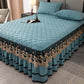 Ownkoti Heart Quilted Lace Bed Skirt Sheet - Blue - Bed Skirt Sheet with 2PCS Pillowcases - King - image 12