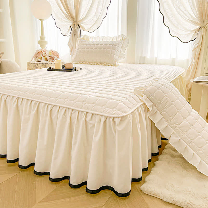 Ownkoti Checked Quilted Bed Skirt Sheet - image 3