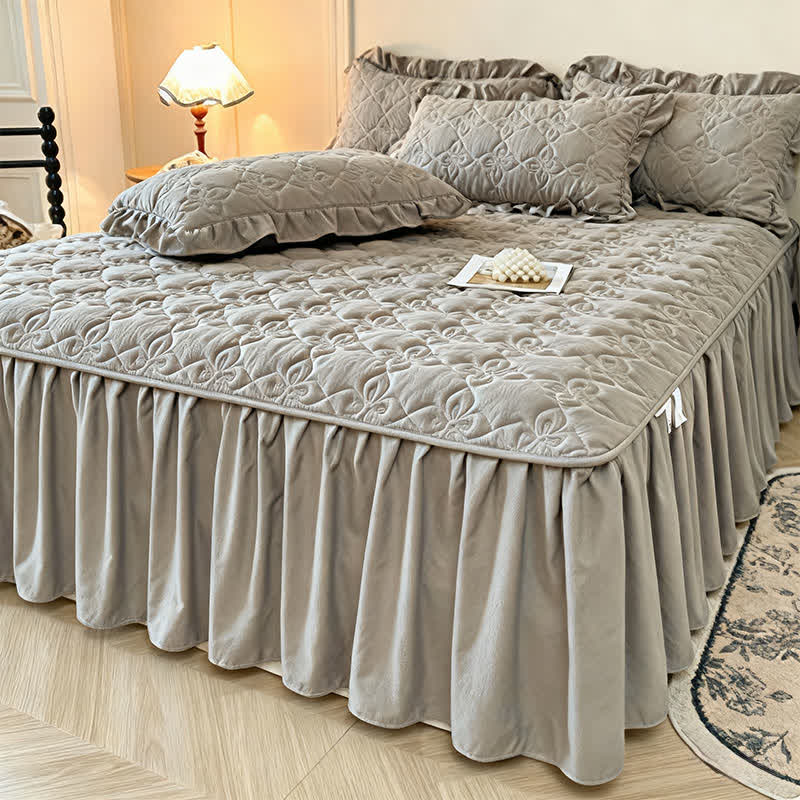 Ownkoti Geometric Quilted Bed Skirt Sheet - image 19