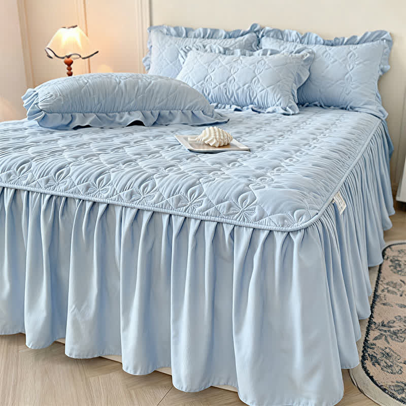 Ownkoti Geometric Quilted Bed Skirt Sheet - image 17